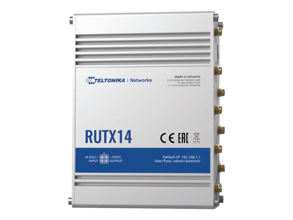 Teltonika RUTX14 4G LTE CAT12-router, dual-SIM, Wi-Fi 5, 5 Ethernetportar