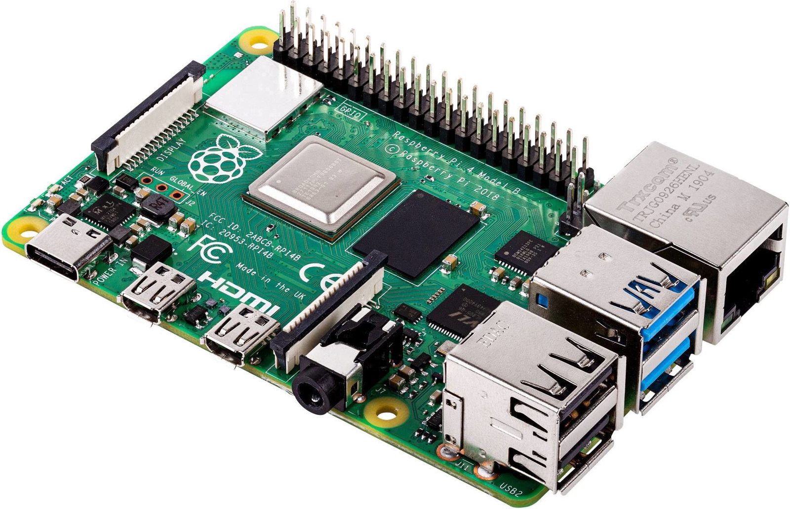 Raspberry Pi 4 Model B enkortsdator 1 GB RAM dualband Wi-Fi Bluetooth, bild 2