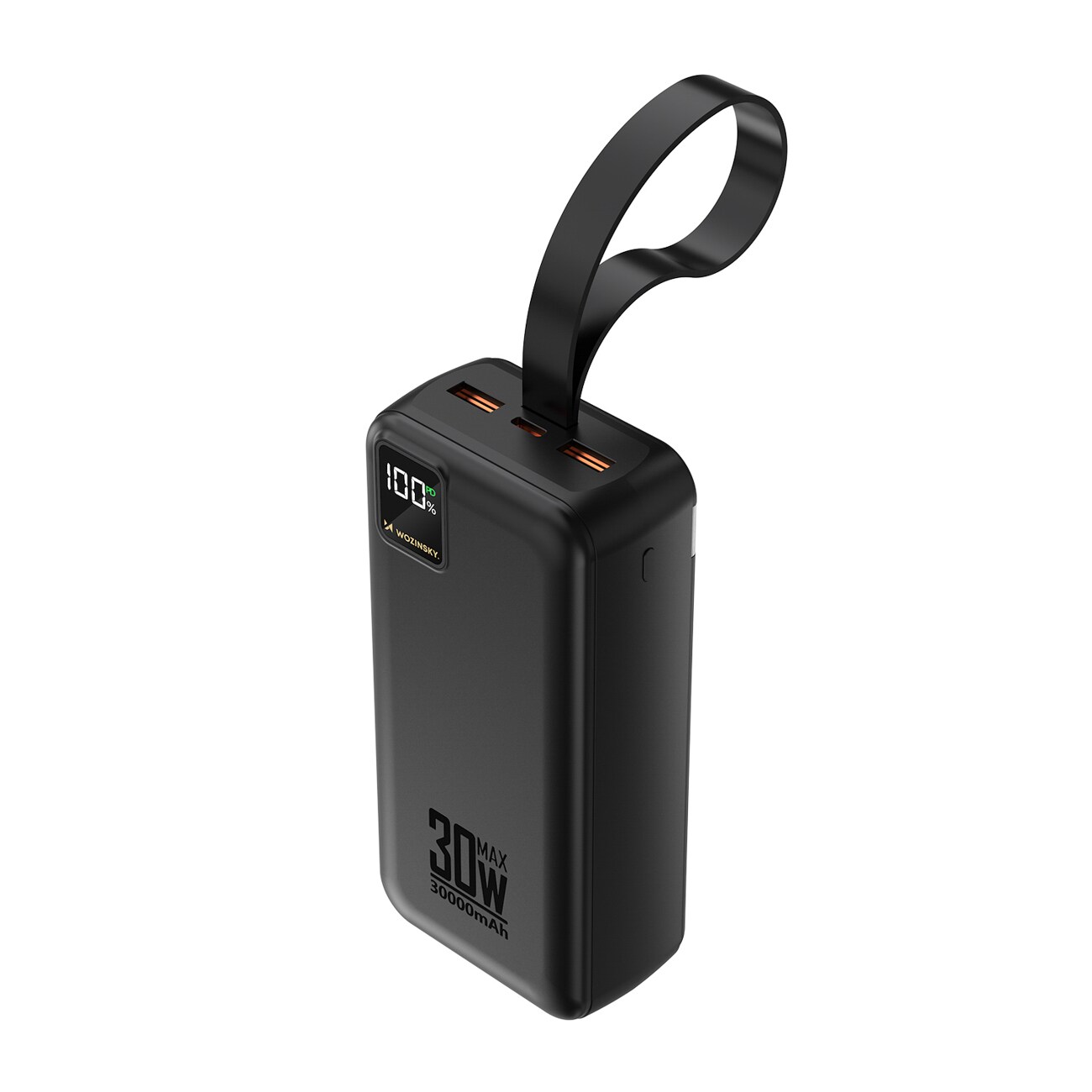 Wozinsky W8-W 30 000 mAh 30 W powerbank med 2x USB-A och USB-C samt ficklampa – Svart, bild 2
