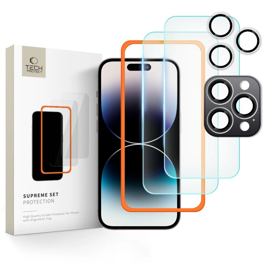 Tech-Protect Supreme Set härdat glas för iPhone 16 Pro Max - Transparent (3 st.)