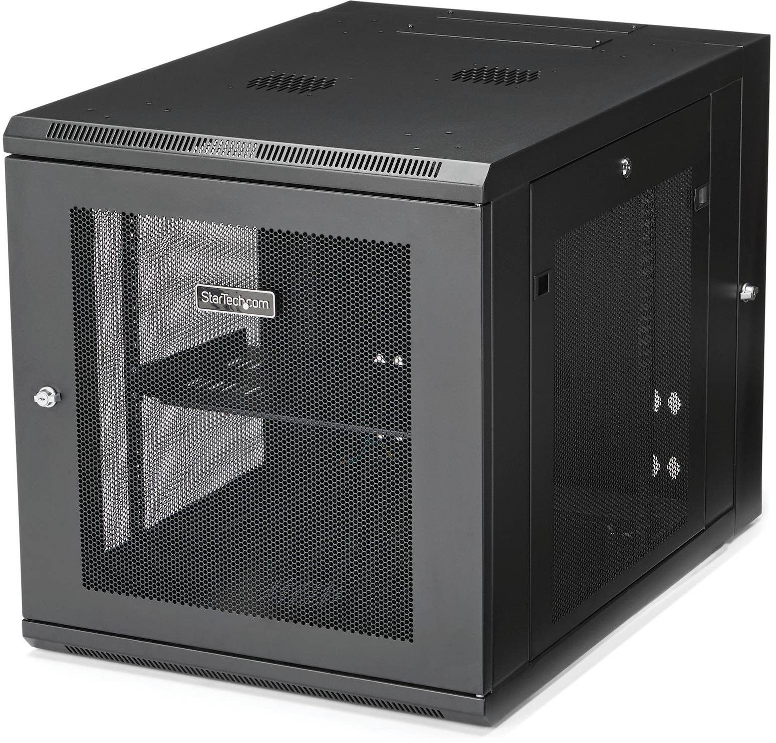 19" Skåp StarTech.com 12U, 610x854x640mm, stående eller väggmonterat, gångjärnsupphängning - Svart, bild 4