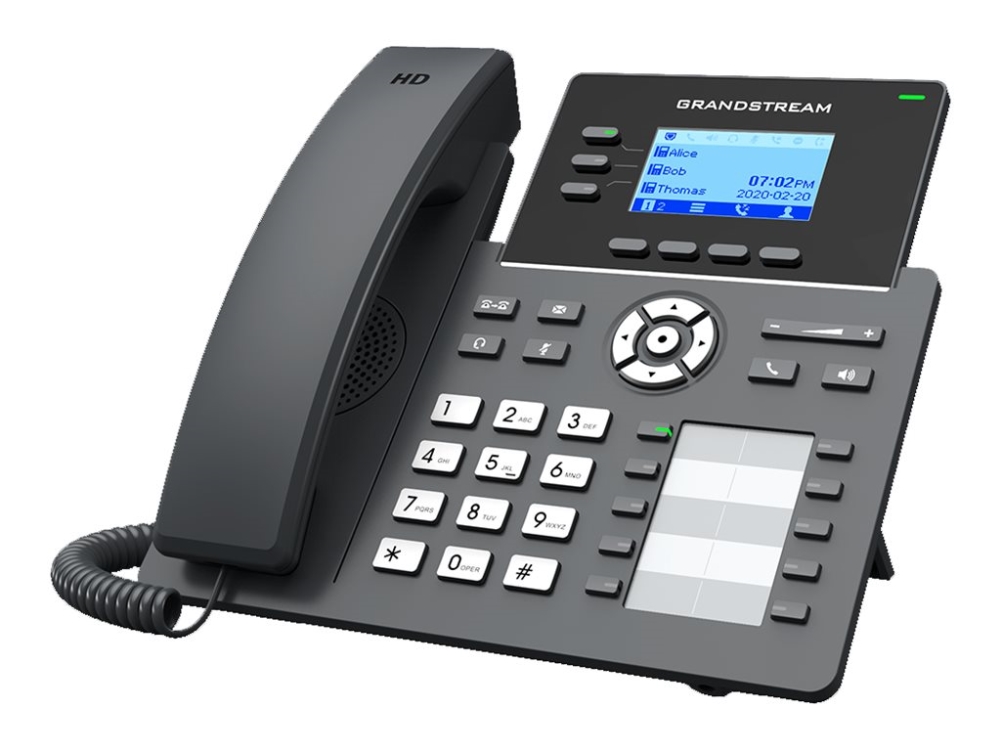 Grandstream GRP2604P - VoIP-telefon - 5-vägs samtalsförmåg - SIP, RTCP, RTP, SRTP, RTCP-XR - 3 linjer