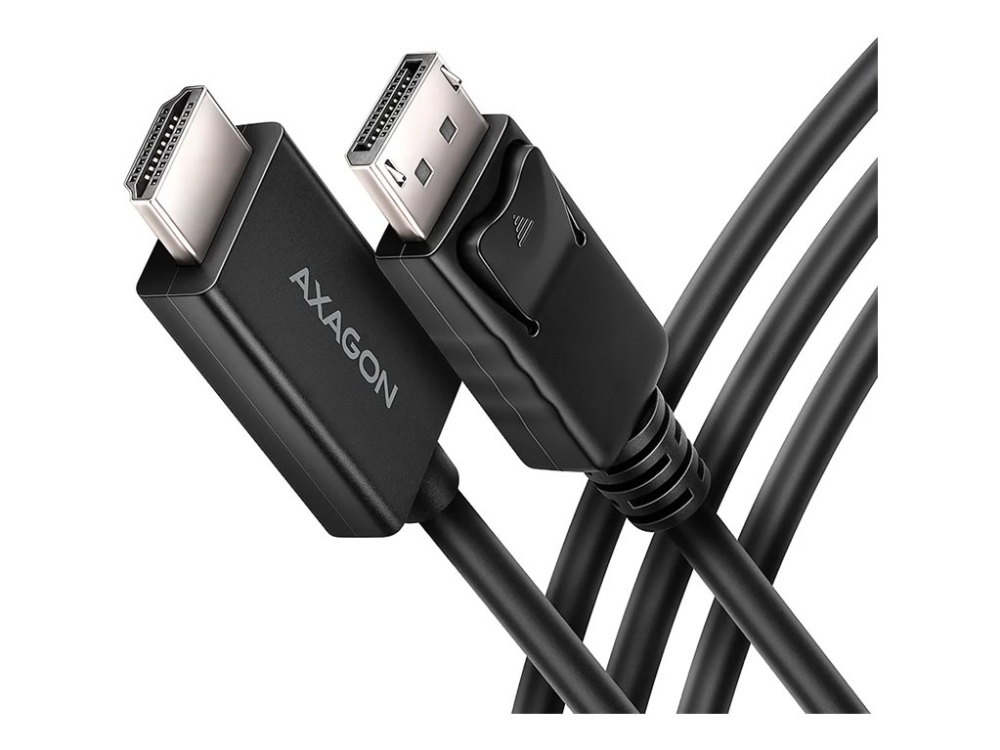 AXAGON RVD-HI20C2 - Videokort - DisplayPort hane spärrad till HDMI hane - 1.8 m - stöd för 4096 x 2160 vid 60 Hz, aktiv omvandlare