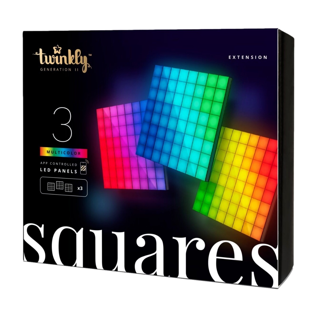 Twinkly Squares RGB LED Paneler, 3 st