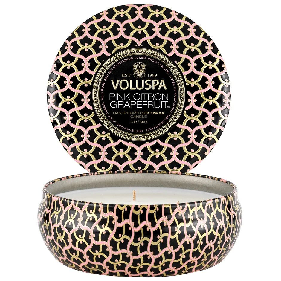 Voluspa Pink Citron Grapefruit 3-Wick Tin Candle 40h