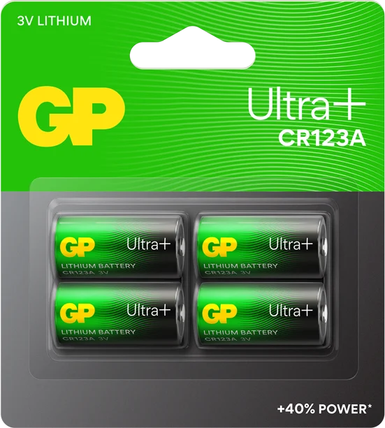 GP Ultra Plus Lithium Battery CR123A, 3V (4-pack)