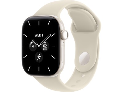 Apple Watch Series 12 GPS + Cellular 42 mm pärlvit keramik, sand Sportband - S/M