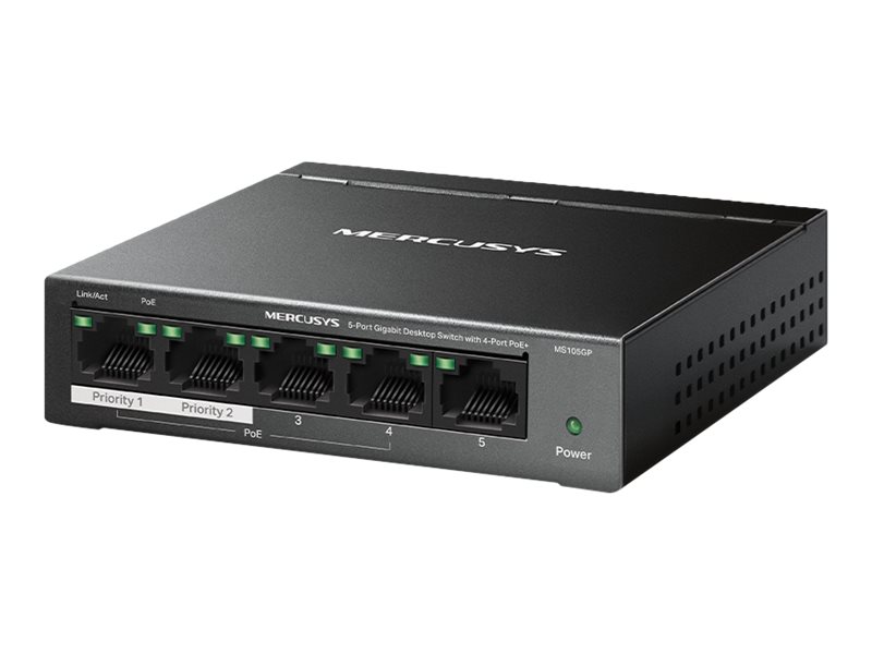 Mercusys MS105GP 5-portars gigabitswitch med POE+