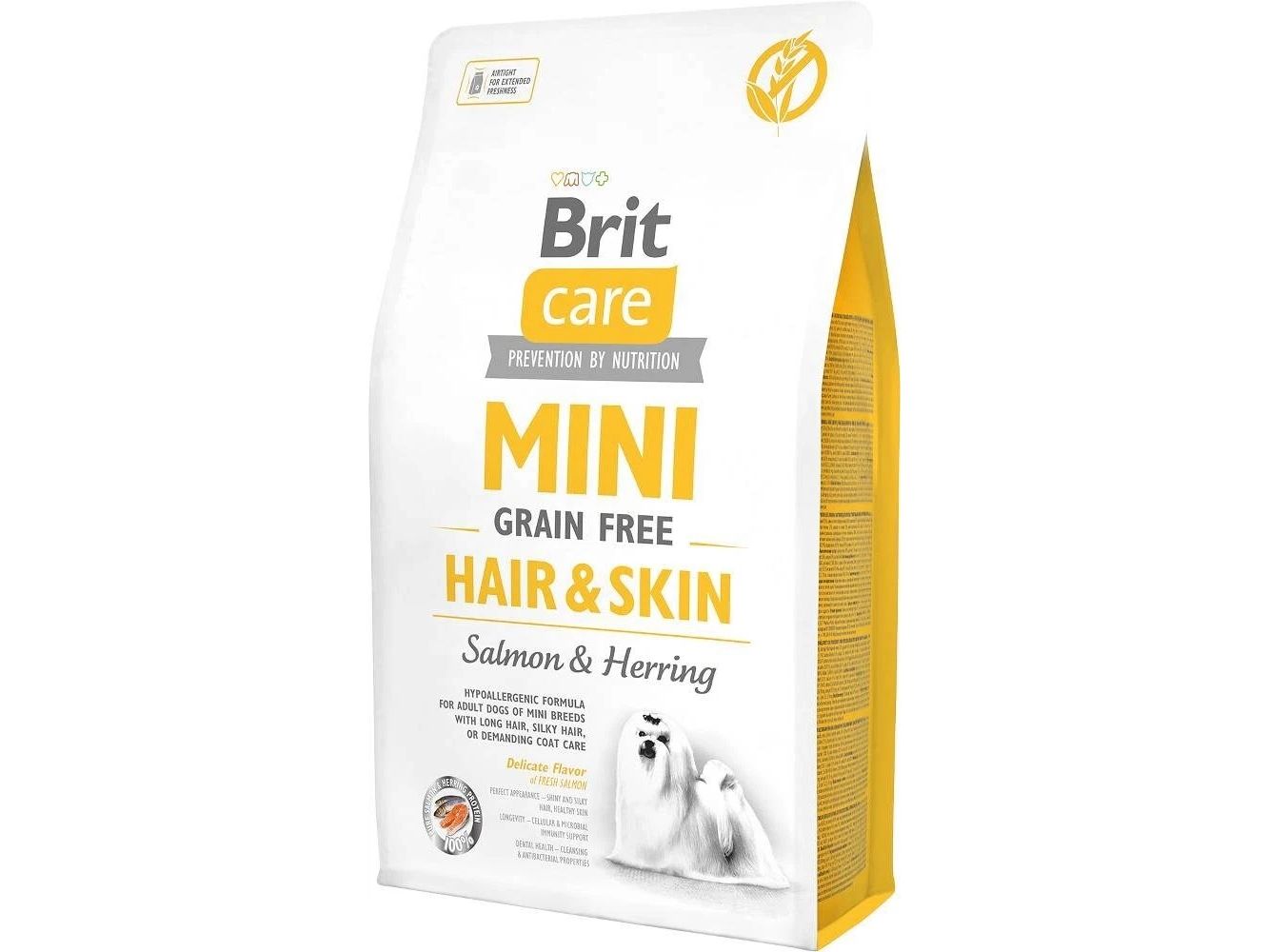 Brit Care Mini Grain Free Hair & Skin hundfoder vuxen lax & sill 2 kg