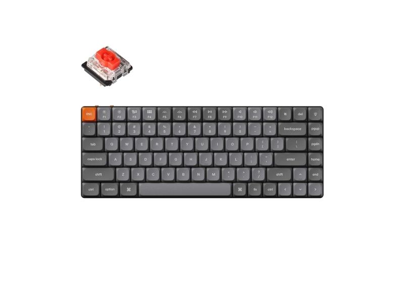 Keychron K3 Max, 75%, Trådlös, USB + RF Wireless + Bluetooth, Mekaniska tangentbrytare, RGB LED, Grå