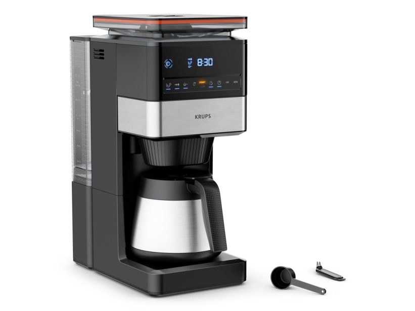 Krups Grind Aroma XL KT8428, Droppande kaffebryggare, Kaffebönor, Inbyggd kvarn, 1000 W, Svart, Rostfritt stål
