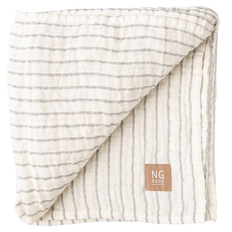 NG Baby linnefilt 100 x 100 cm, ivory/graphite rand