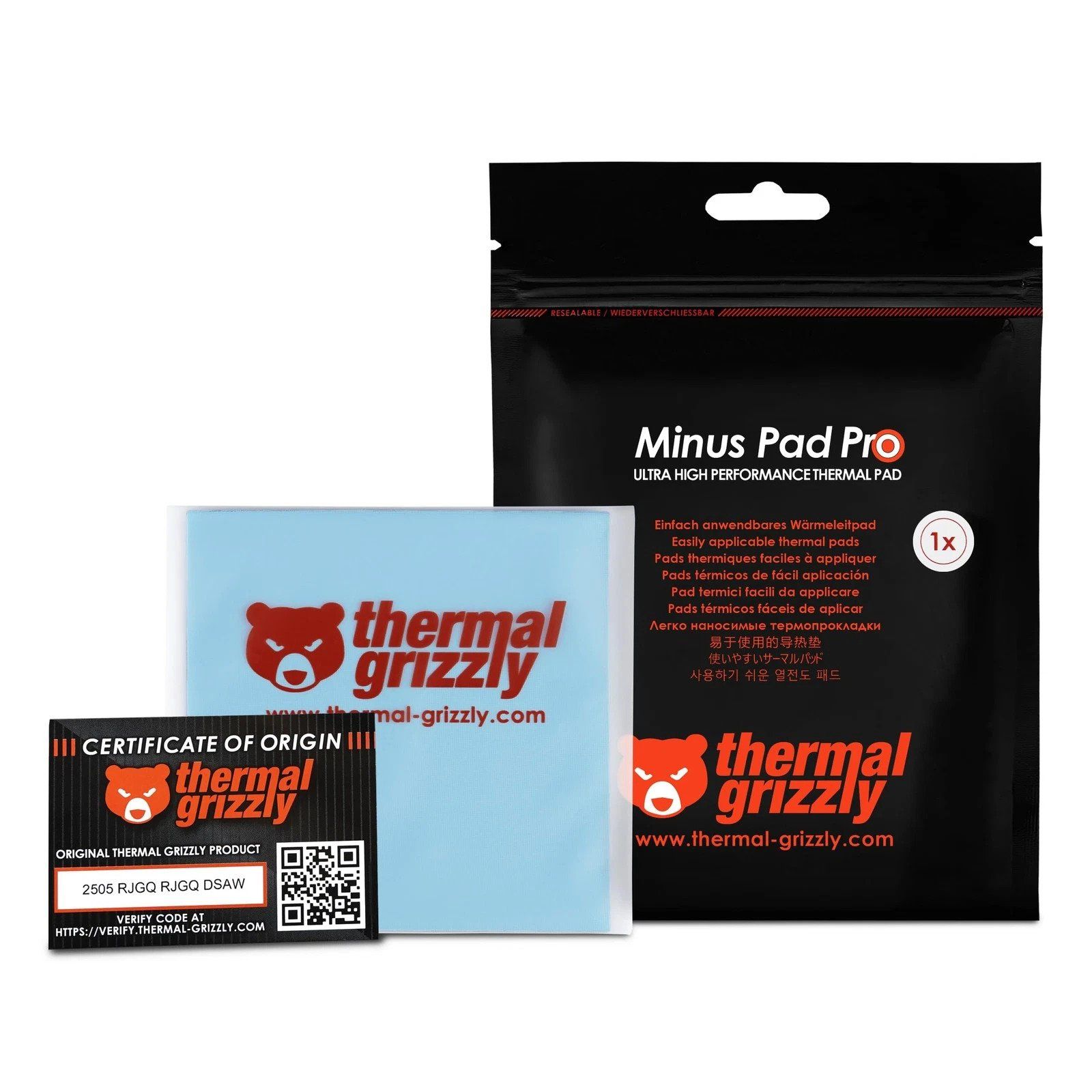 Thermal Grizzly Minus Pad Pro, Termisk kudde, Svart, 100 mm, 100 mm, 1 mm, 1 styck