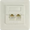 RJ45 uttag dubbelt infällt, Cat.6 oskärmat