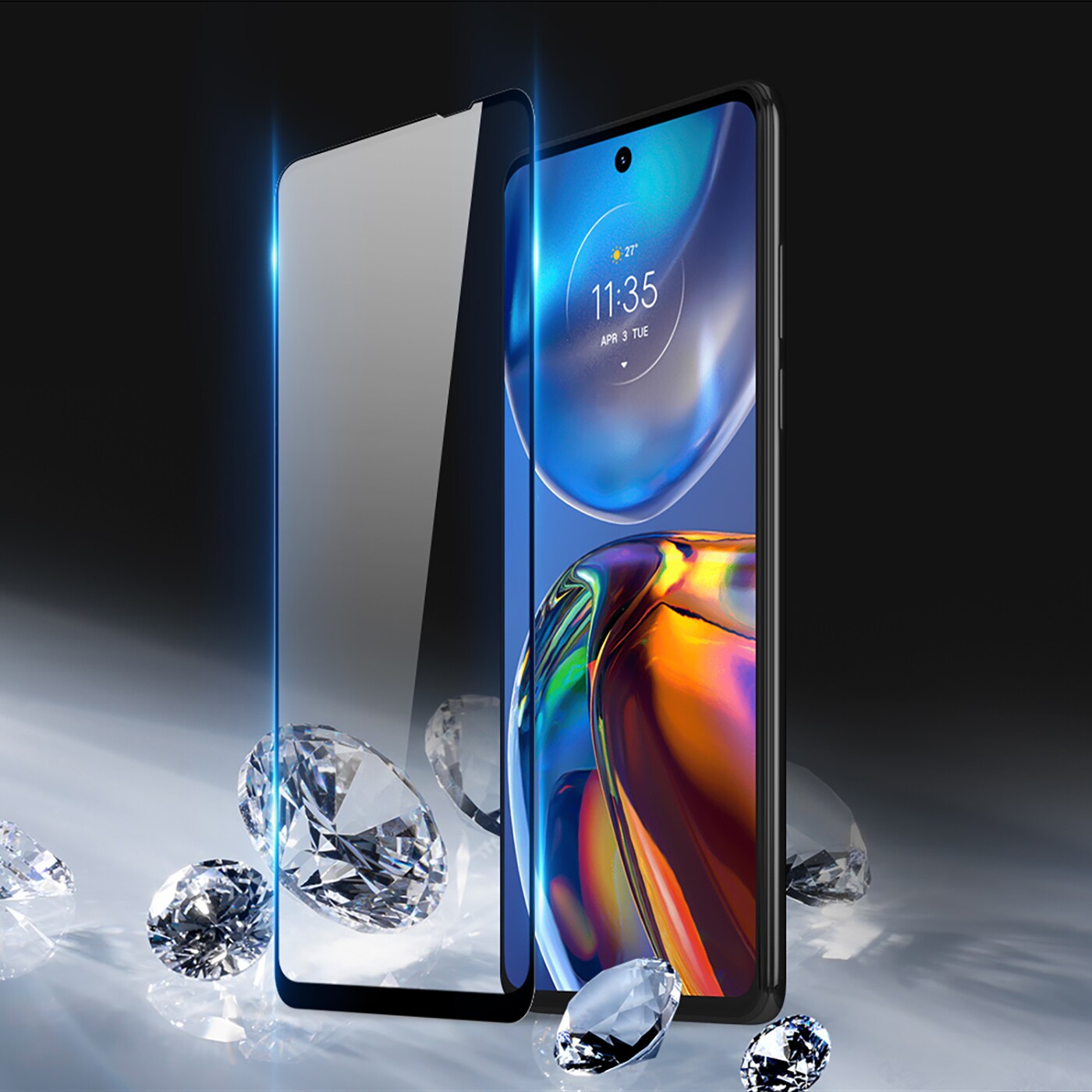 Dux Ducis 10D 9H härdat glas med ram för Motorola Moto E32 svart (fodralvänligt), bild 5