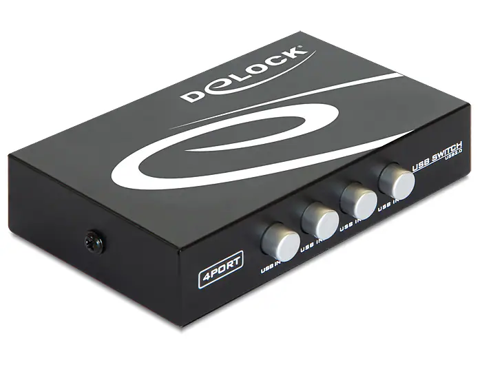 Delock manuell USB-omkopplare 4-port / USB 2.0 switch för fyra datorer