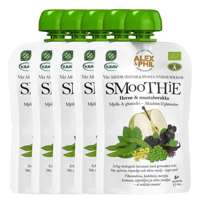 Alex&Phil Smoothie med Ärtor & Svarta Vinbär 6M 5x100 g