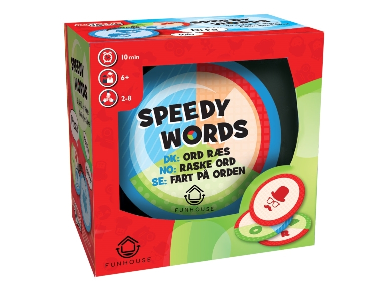 Funhouse Word Race ordspel, 2-8 spelare, 10 kategorier, ca 10 min