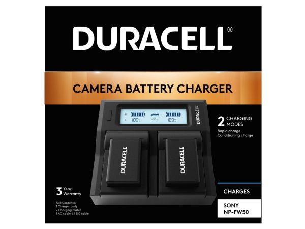 Duracell batteriladdare för Sony NPFW50 med 2 laddningskanaler