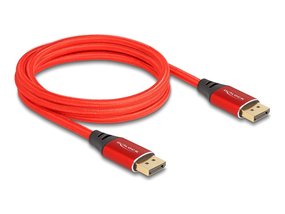 Delock DisplayPort-kabel 16K @ 60Hz, 2m - Röd