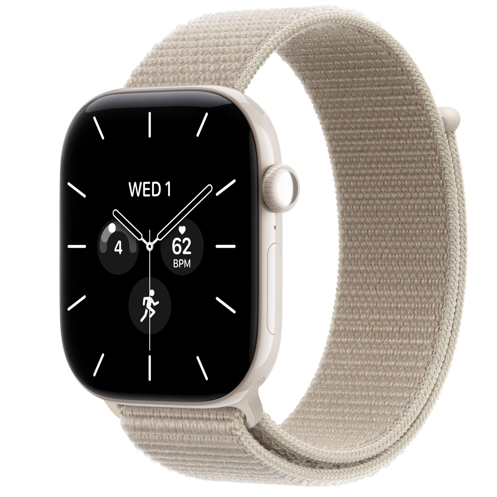 Apple Watch Series 12 (GPS + Cellular) • Keramikboett pärlvit, 46 mm • Sportloop kalksten