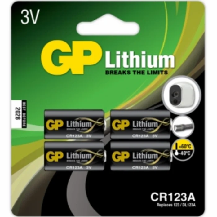 GP Litiumbatteri, CR123A, 4-pack