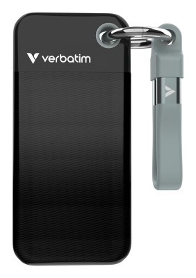 1 TB Verbatim Pocket SSD, USB 3.2 Gen2 - Svart/Grå