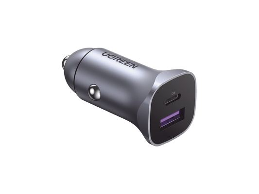 Ugreen billaddare UGREEN CD130, USB-A+PD 3.0, USB-C, QC3.0 30W (grå)