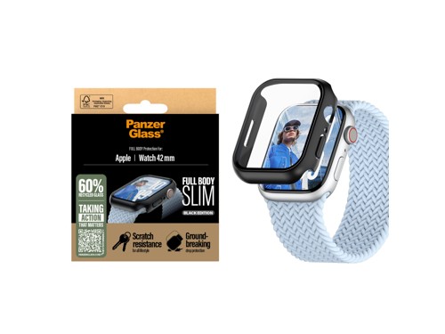 PanzerGlass Apple Watch Series 10 42 mm Snappie helkropps slim, svart, bild 2