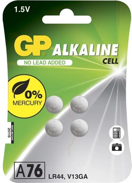 GP Alkaline Cell Battery A76/LR44, 1,5V, 4-pack