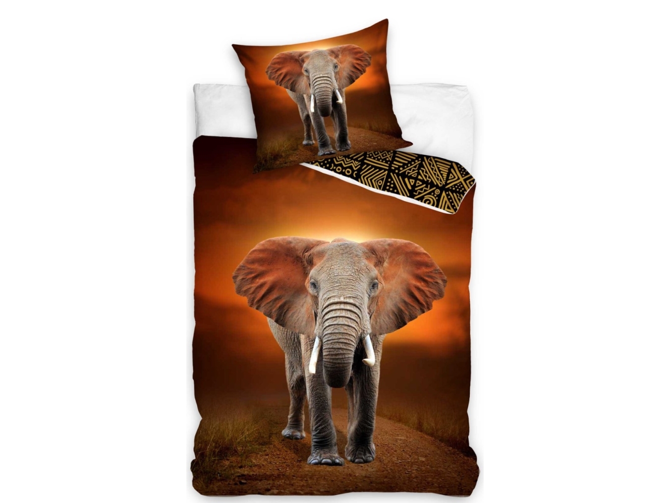 Elefant bäddset 140 x 200, 100 % bomull