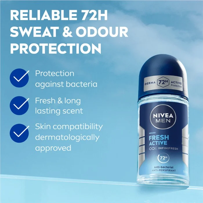NIVEA MEN Antiperspirant Deo Fresh Active Roll on 50 ml, bild 2