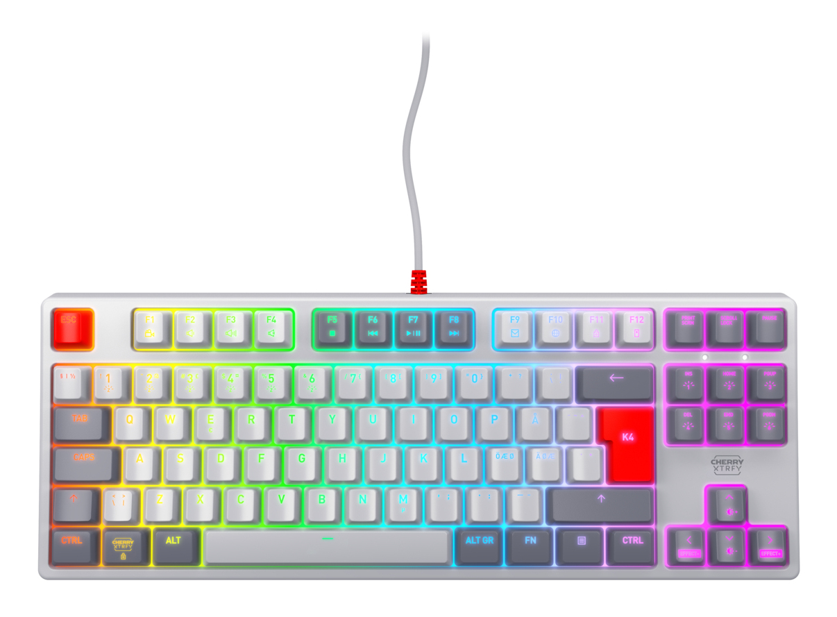 Cherry XTRFY K4V2 TKL Keyboard, RGB, USB, nordiskt - Retro, bild 3