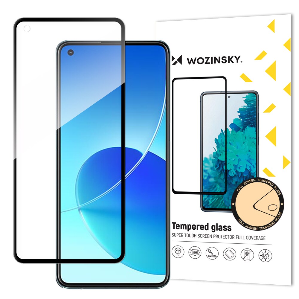 Wozinsky Härdat glas Fullt lim Skärmskydd Case Friendly för Oppo Reno6 4G svart, bild 2
