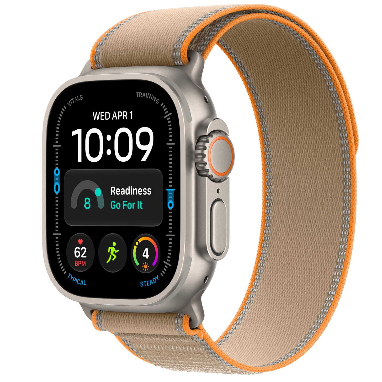 Apple Watch Ultra 4 GPS + Cellular 49 mm naturligt titan, sand Terrängloop - S/M