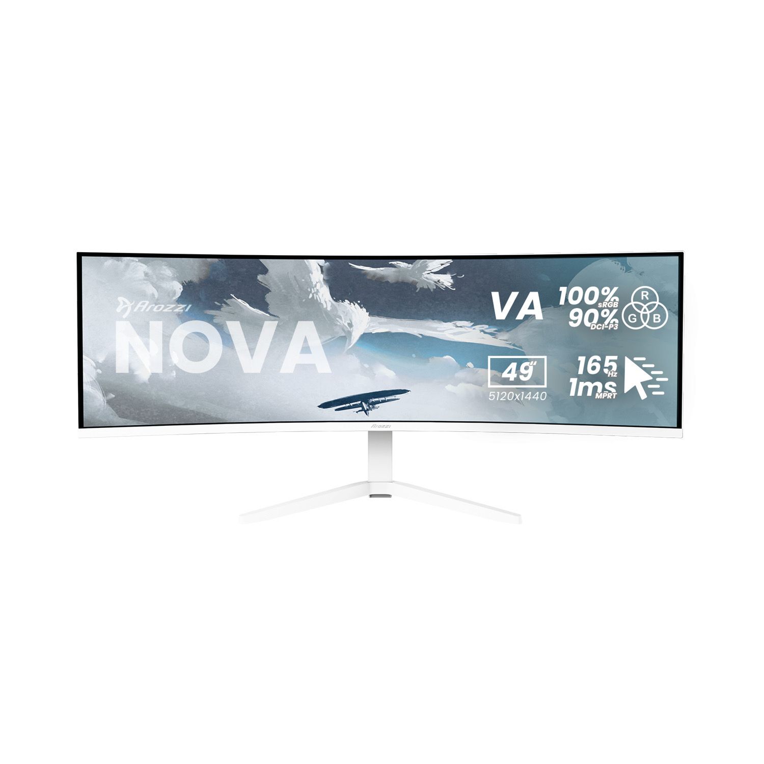 Arozzi Nova UWQHD | VA | 165 Hz | 49" gamingskärm (vit)
