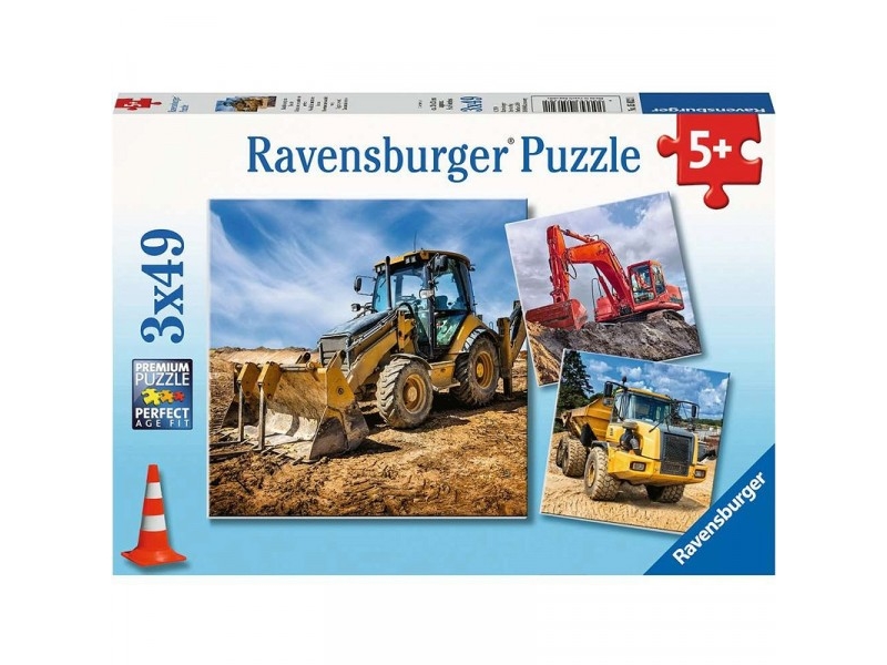 Ravensburger Puzzle 3x49 delar Byggmaskiner