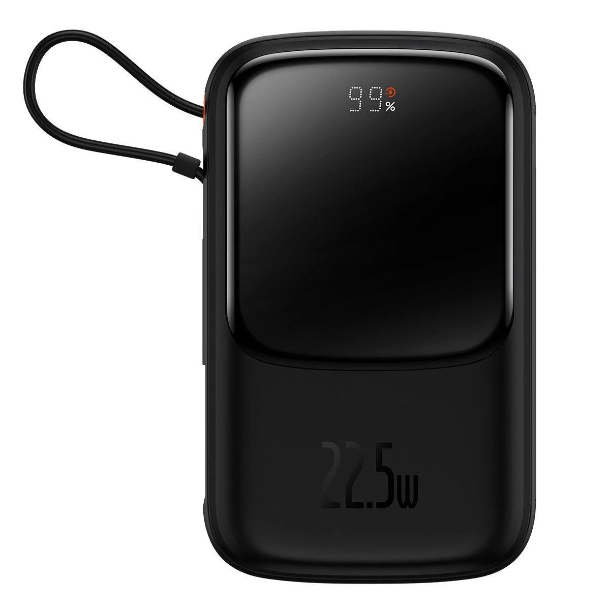 Baseus Qpow 10000mAh Powerbank med snabbladdning 22,5W QC/PD/SCP/FCP och inbyggd USB-C-kabel svart