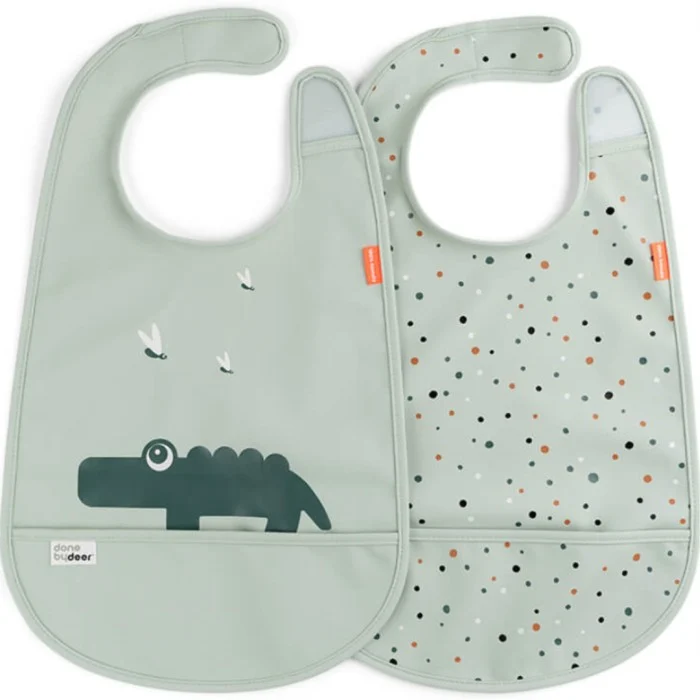 Done by Deer Bib with velcro 2-pack Croco Green
