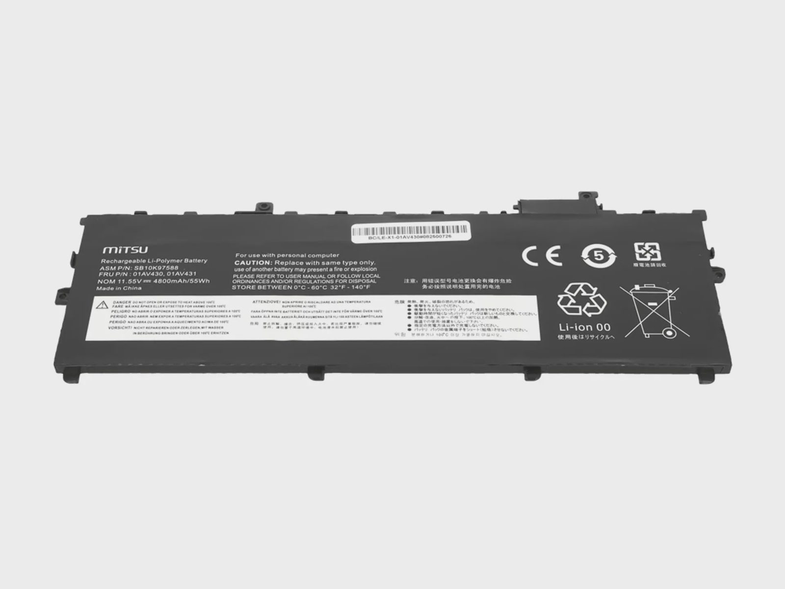 Bateria Mitsu Bateria 01AV430 do Lenovo ThinkPad X1 Carbon 5 6 2017 2018