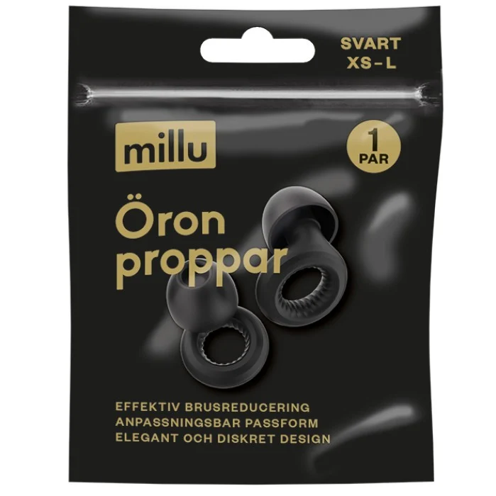 Millu Öronproppar Diskret Svart, 1 par