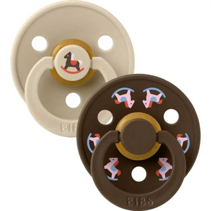 BIBS Pacifier Colour Holiday Horse 2-pack Latex Size 1 Vanilla/Mocha