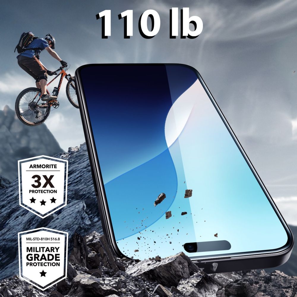 ESR Armorite härdat glas för iPhone 16 med appliceringsverktyg – med svart ram, bild 2