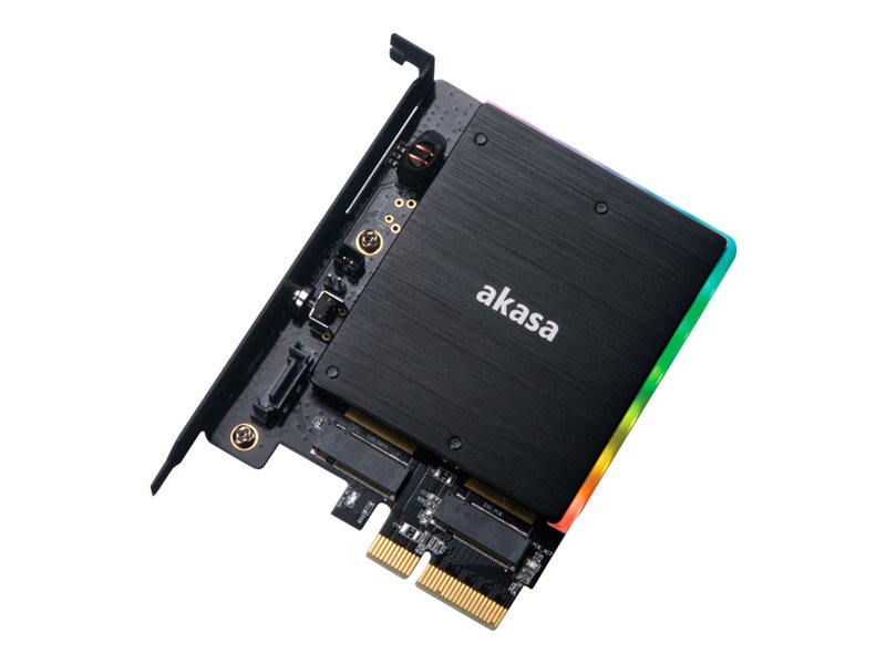 M.2 adapterkort med RGB plats för 2 M.2 SSD (1xNVME, 1x SATA)