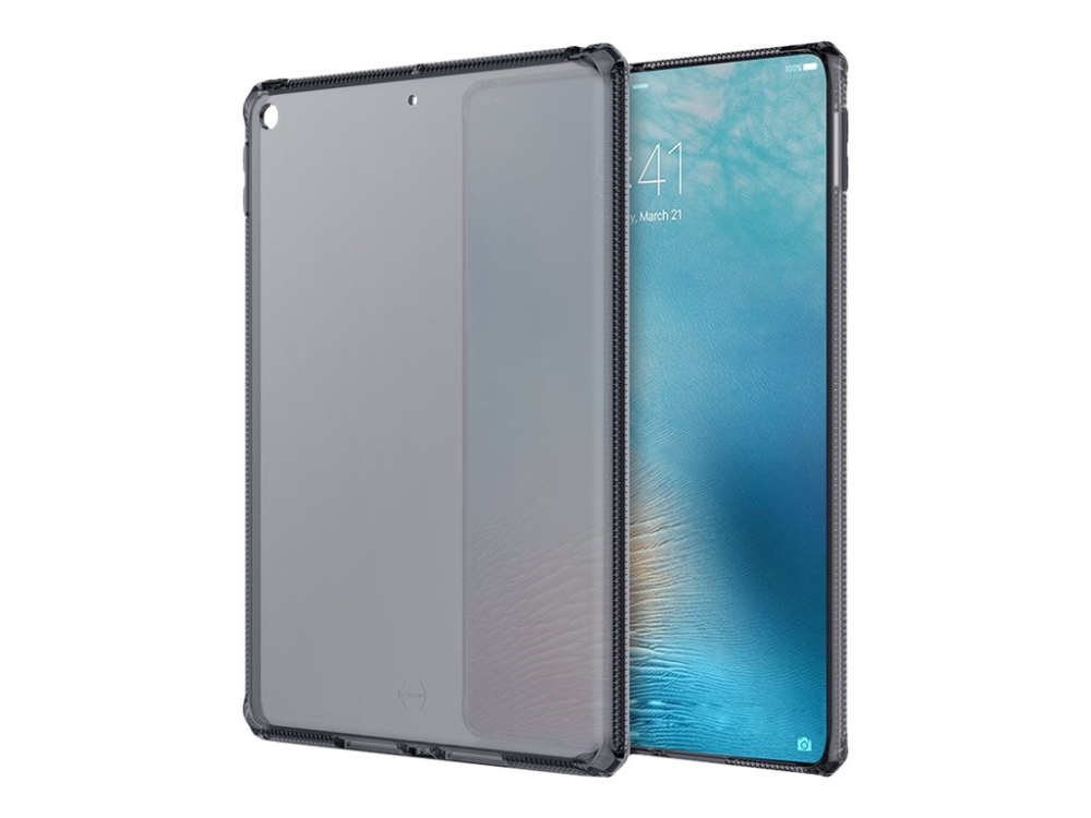 ITSKINS Spectrum Frost Antimicrobial - Baksidesskydd för surfplatta - termoplastisk polyuretan (TPU) - genomskinligt svart - 12.9 - för Apple 12.9-inch iPad Pro (3:e generationen)
