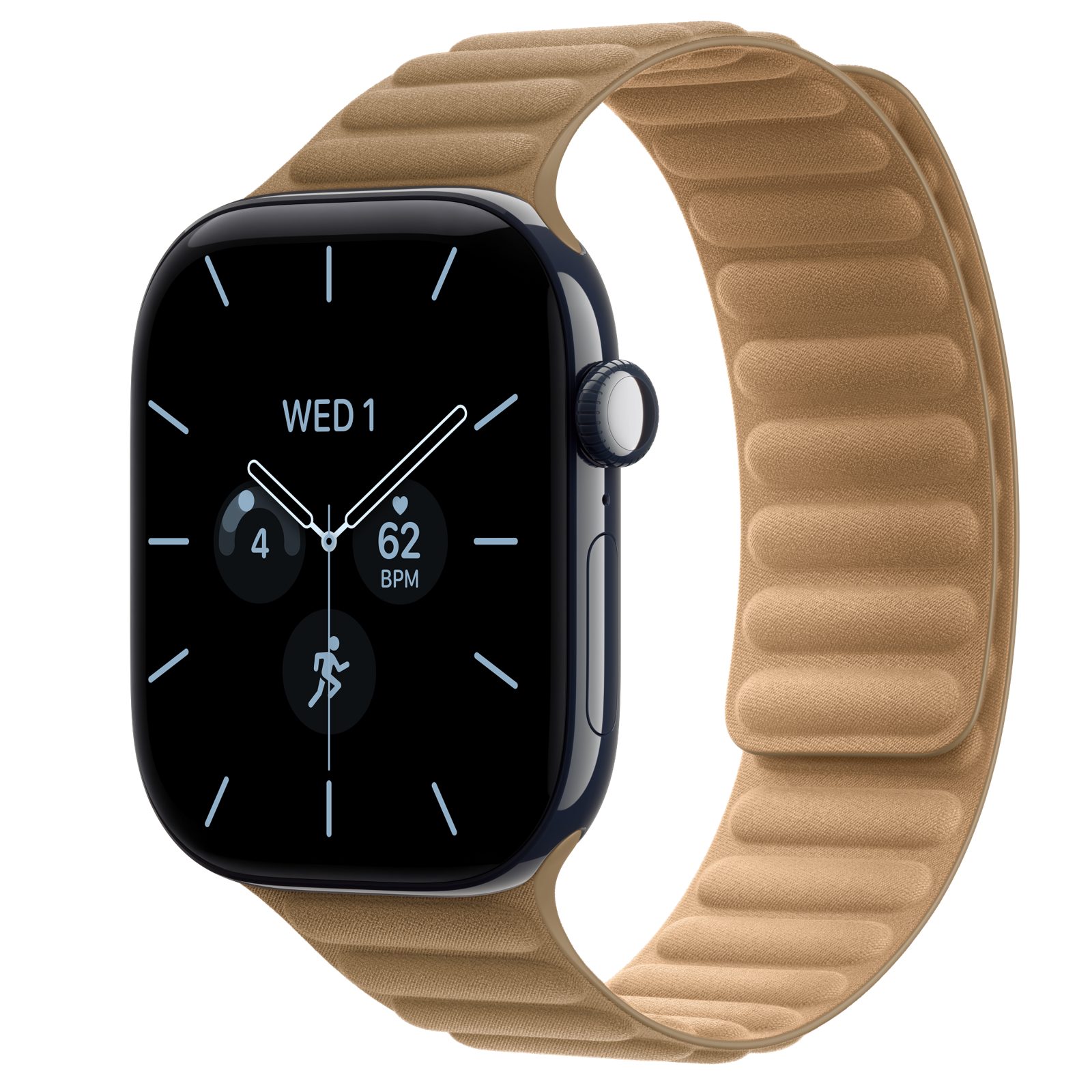 Apple Watch Series 12 (GPS + Cellular) • Keramikboett nattblå, 46 mm • Magnetlänk kamelbrun
