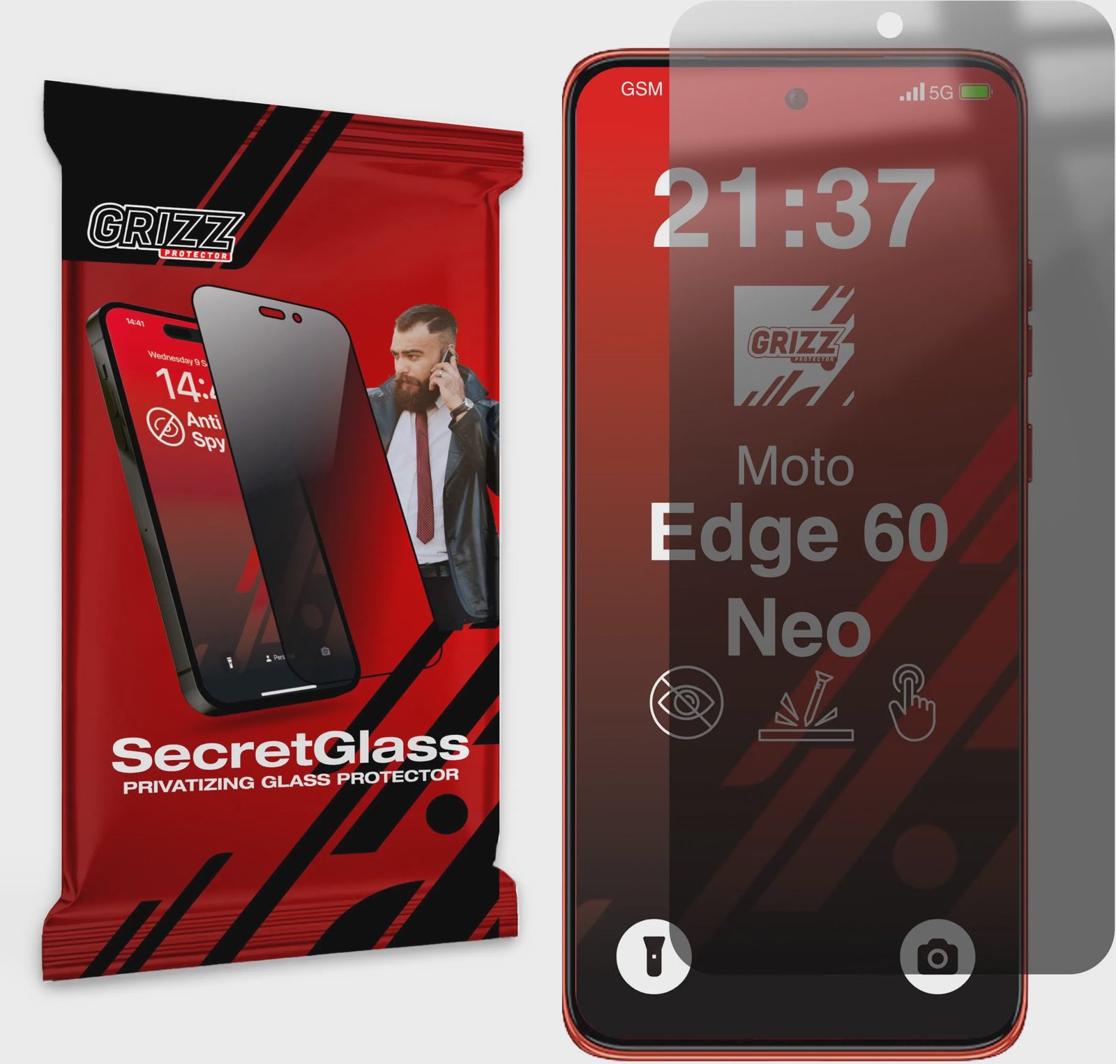 GrizzGlass Privacy Matte glas för Motorola Edge 60 Neo