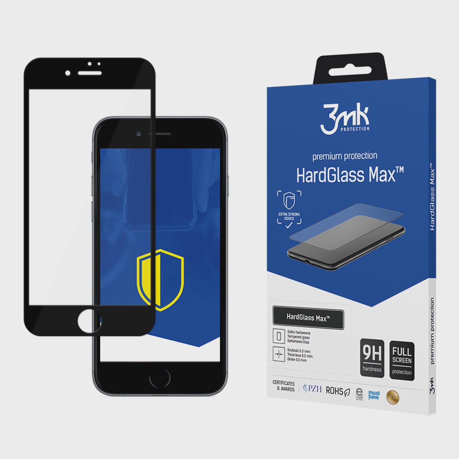 9H 3mk HardGlass Max™-glas till iPhone 8