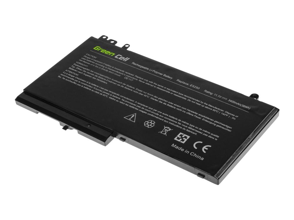 Green Cell - Batteri för bärbar dator (likvärdigt med: Dell RYXXH) - litiumpolymer - 4-cells - 3400 mAh - svart - för Dell Latitude 3150, 3160, E5250, E5270