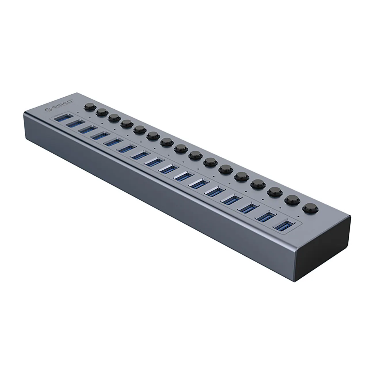 Orico BT2U3-16AB Hub 16x USB-A 3.0 med switchar - grå